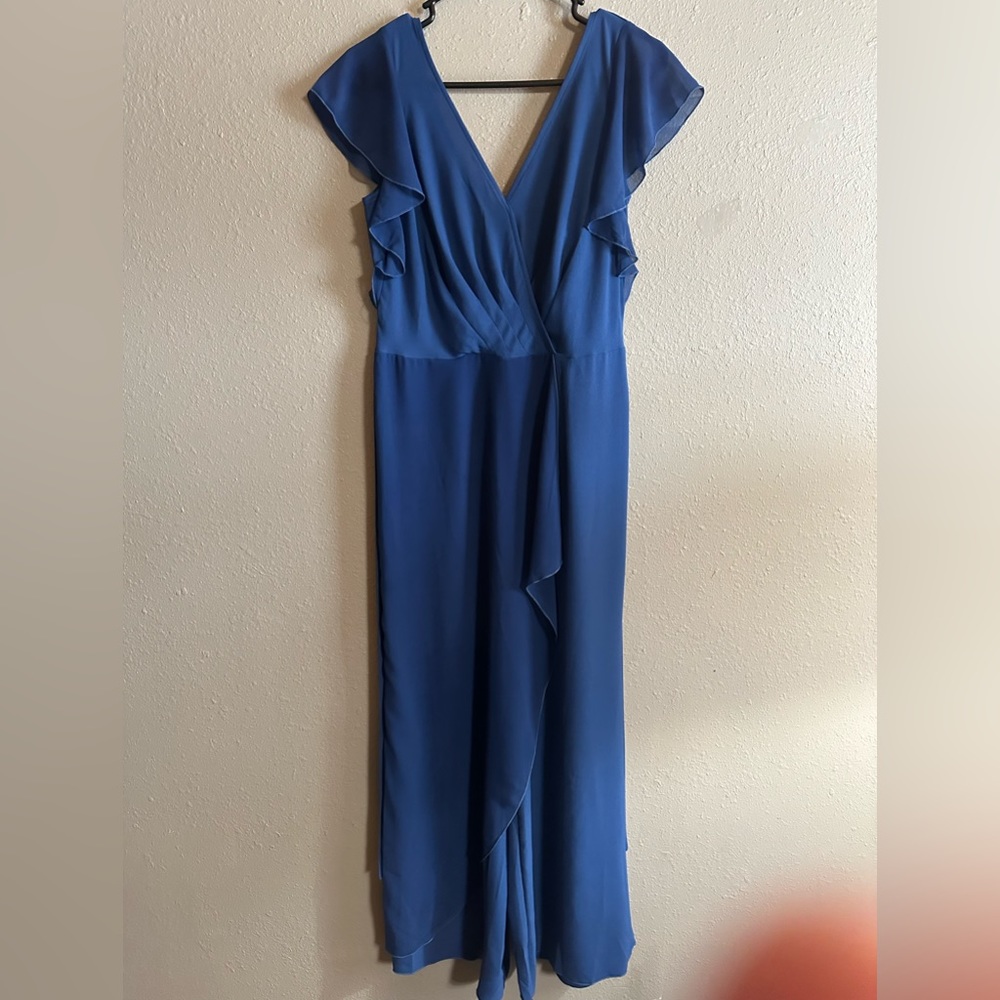Dressy Blue Jumpsuit. Size M